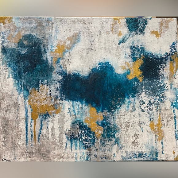 Original canvas abstract artwork 16”x20” Navy Veins I - Picture 7 of 8